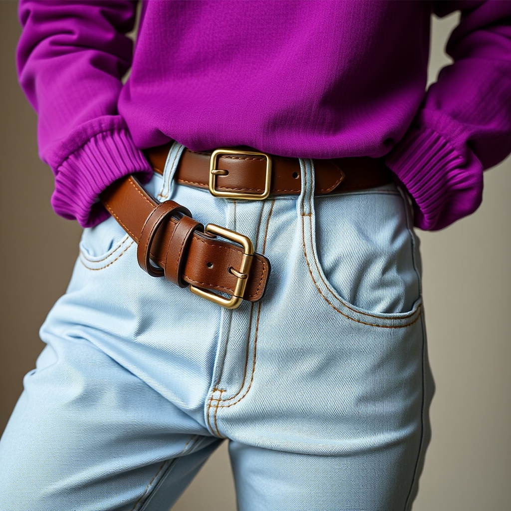 Ceinture large Lima en cuir orange grain naturel