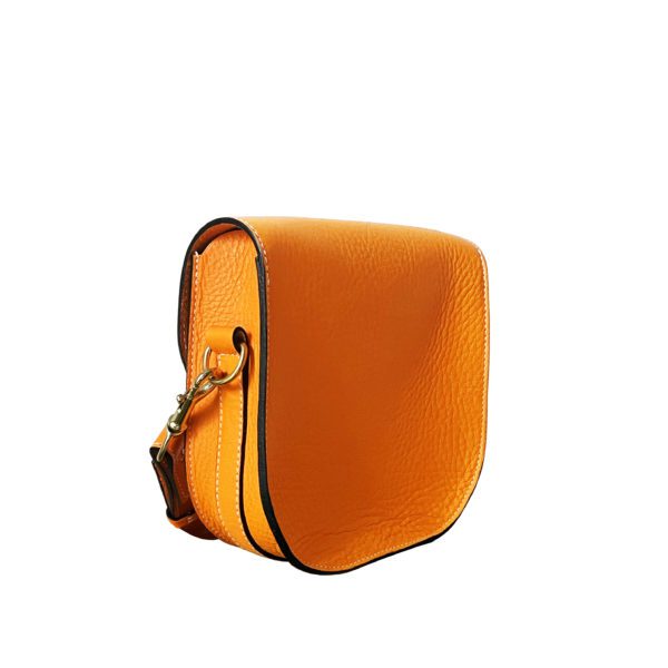 #Cérès - sac besace en cuir orange grain naturel