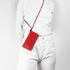 NISSIM porte-téléphone en cuir français rouge