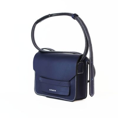 Musset en cuir grain naturel marine