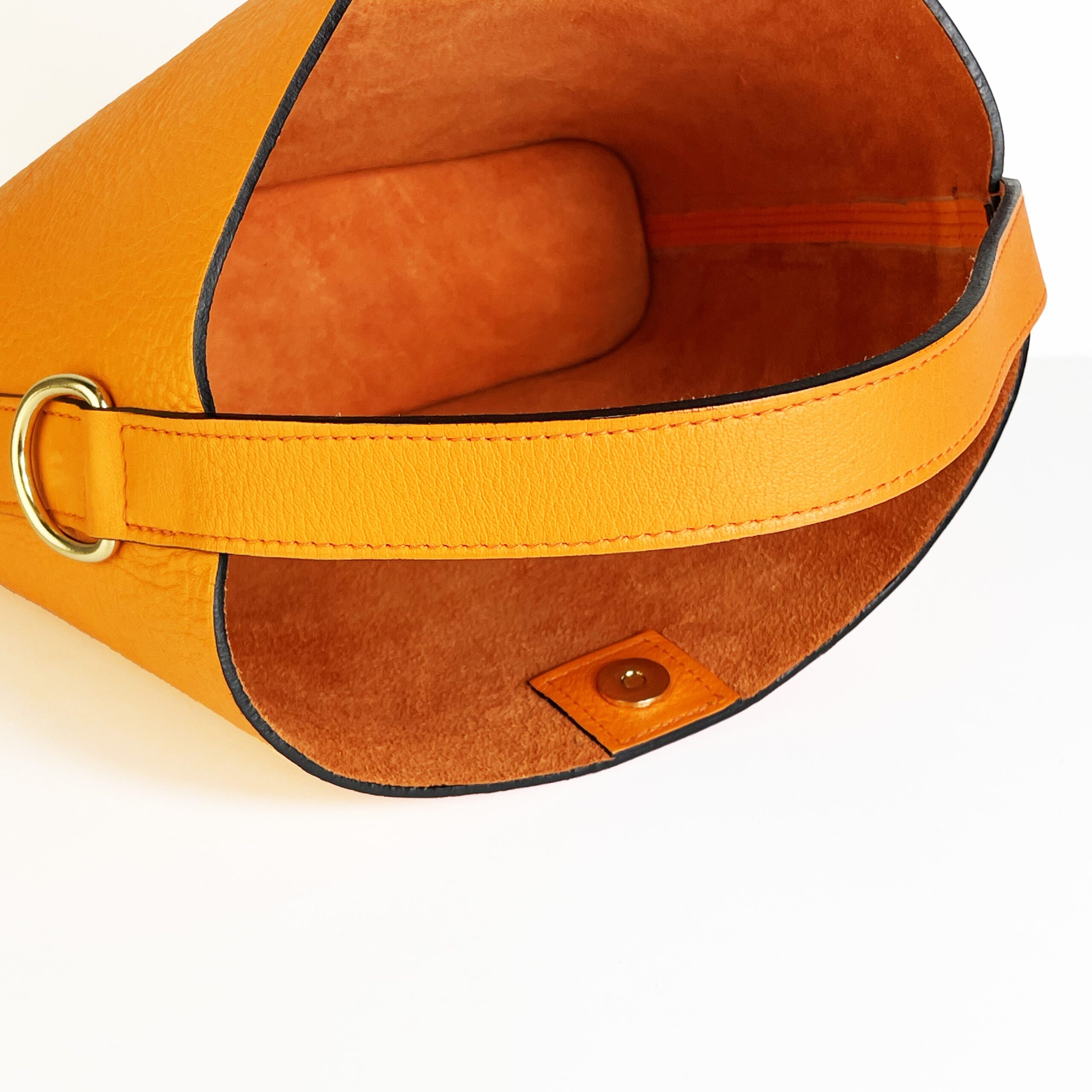 #Octave sac en cuir orange pleine fleur avec poignée et bandoulière amovible
